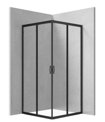 Zuhanykabin, Deante Funkia szögletes zuhanykabin 80x80x185 fekete/átlátszó üveg KYC_N42K