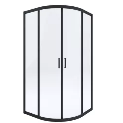   Zuhanykabin, Deante Funkia íves zuhanykabin 90x90x185 fekete/átlátszó üveg KYP_N51K