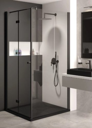 Zuhanytálca, Deante Correo szögletes, gránit zuhanytálca, fekete 120x80 KQR_N44B