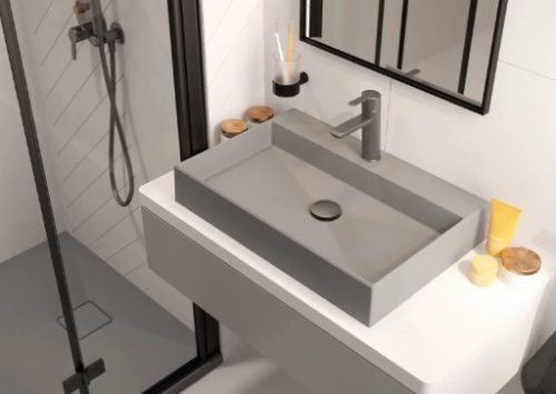 Zuhanytálca, Deante Correo szögletes, gránit zuhanytálca, metálszürke 100x80 KQR_S46B