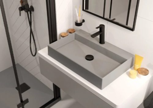 Zuhanytálca, Deante Correo szögletes, gránit zuhanytálca, metálszürke 100x80 KQR_S46B