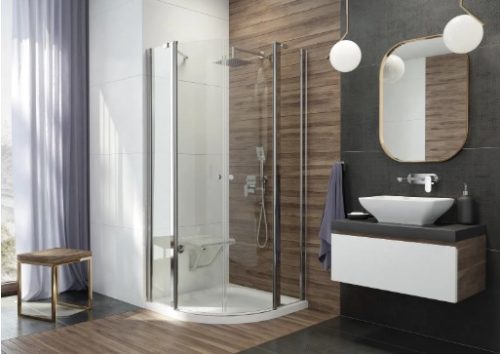 Zuhanytálca, Deante Cubic akril, íves zuhanytálca, fehér, 80x80 KTK_052B