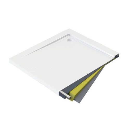 Zuhanytálca, Deante Kerria Plus akril, íves zuhanytálca, fehér, 80x80 KTS_054B