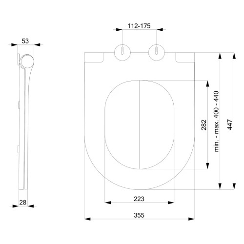 WC tető, Sapho Avva slim wc ülőke, soft-close, króm/fekete 100787-110
