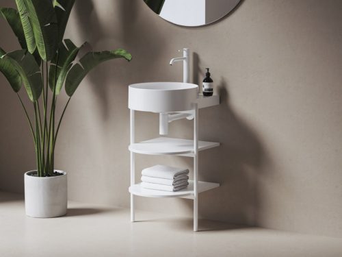 Alsó szekrény, Ravak CS Yard nyitott polcos, Yard 40 mosdó beépítéséhez, matt fehér D80000E004