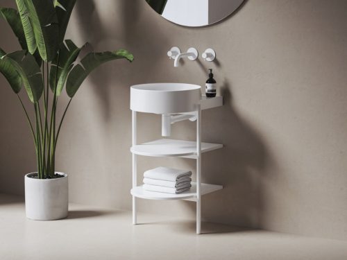 Alsó szekrény, Ravak CS Yard nyitott polcos, Yard 40 mosdó beépítéséhez, matt fehér D80000E004