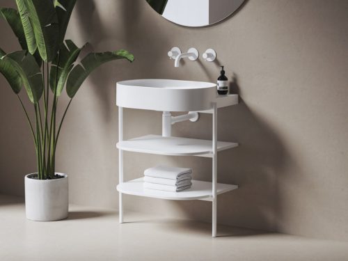 Alsó szekrény, Ravak CS Yard nyitott polcos, Yard 60 mosdó beépítéséhez, matt fehér D80000E005