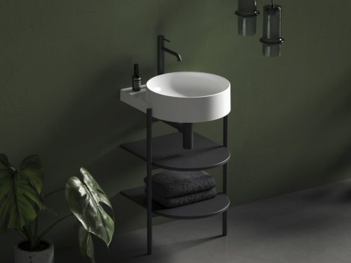 Alsó szekrény, Ravak CS Yard nyitott polcos, Yard 40 mosdó beépítéséhez, matt fekete D80000D004