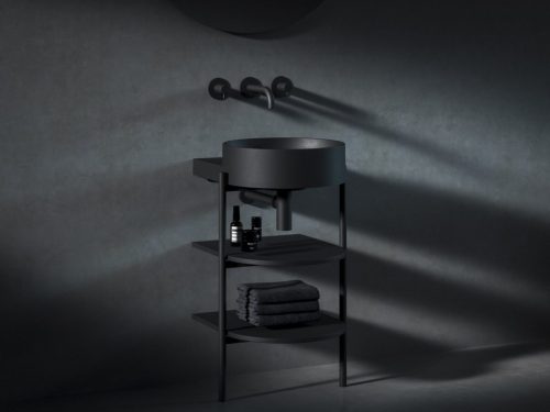 Alsó szekrény, Ravak CS Yard nyitott polcos, Yard 40 mosdó beépítéséhez, matt fekete D80000D004