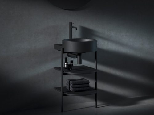 Alsó szekrény, Ravak CS Yard nyitott polcos, Yard 40 mosdó beépítéséhez, matt fekete D80000D004