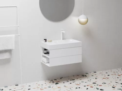 Alsó szekrény, Ravak SD Lite 80 fürdőszobai szekrény, fehér, balos X000001873