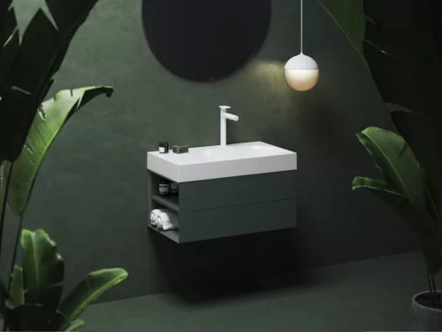 Alsó szekrény, Ravak SD Lite 80 fürdőszobai szekrény, grey green, balos X000001876