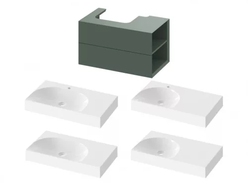 Alsó szekrény, Ravak SD Lite 80 fürdőszobai szekrény, grey green, jobbos X000001888