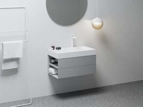 Alsó szekrény, Ravak SD Lite 80 fürdőszobai szekrény, Smoke Grey, balos X000001877