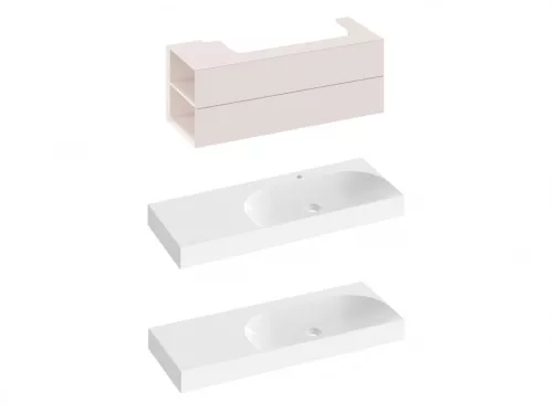 Alsó szekrény, Ravak SD Lite 120 fürdőszobai szekrény, alabaster pink, balos X000001884