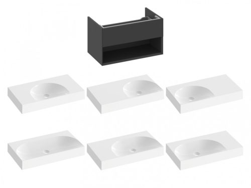 Alsó szekrény, Ravak SD Lite 80 fürdőszobai szekrény, matt fekete X000001862