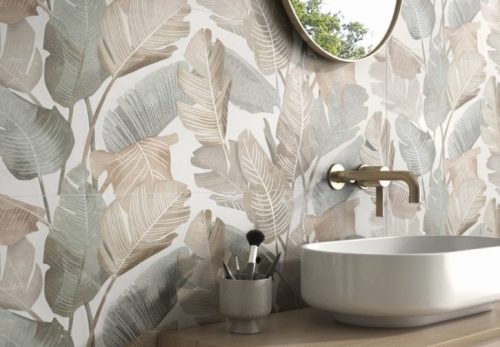 Dekorcsempe, Colorker Enya Leaves White 31,6x100