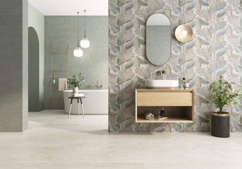 Dekorcsempe, Colorker Enya Leaves White 31,6x100