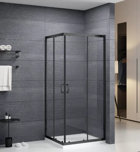 Zuhanykabin, Roltechnik Albis Black szögletes zuhanykabin, fekete 90x90 N0789