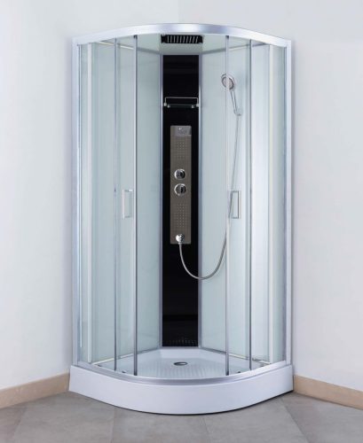 Zuhanykabin, Roltechnik Lucidus Round íves, hátfalas zuhanykabin, brillant profil 90x90