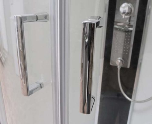 Zuhanykabin, Roltechnik Lucidus Round íves, hátfalas zuhanykabin, brillant profil 90x90