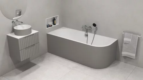 Kád, Sapho Polysan Viva L Monolith aszimmetrikus kád 170x75 fehér/agila 70119M.43