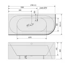 Kád, Sapho Polysan Viva L Monolith aszimmetrikus kád 170x75 fehér/agila 70119M.43