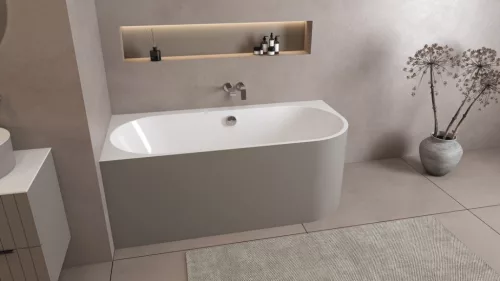 Kád, Sapho Polysan Astra L Monolith aszimmetrikus kád 160x75 fehér/agila 33611M.43