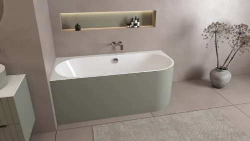 Kád, Sapho Polysan Astra L Monolith aszimmetrikus kád 160x75 fehér/verde 33611M.44