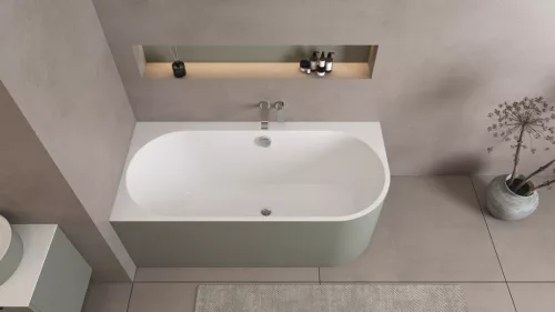 Kád, Sapho Polysan Astra L Monolith aszimmetrikus kád 160x75 fehér/verde 33611M.44