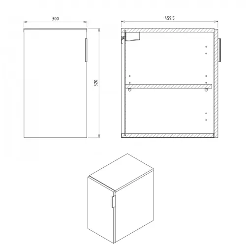 Alsó szekrény, Sapho Cirasa alsó szekrény 1 ajtóval 30x52x46 jobbos/balos, agila CR302-4343