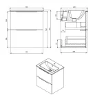 Alsó szekrény, Sapho Cirasa mosdótartó szekrény 2 fiókkal, 48x54x39 cm agila strip CR492-4343S