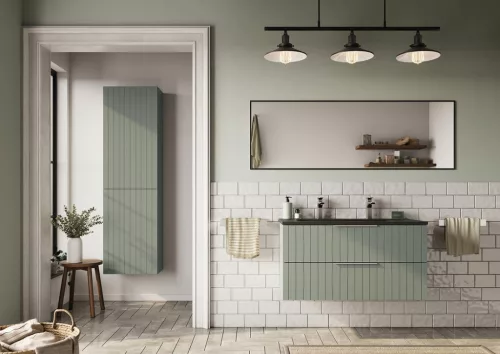 Alsó szekrény, Sapho Cirasa mosdótartó szekrény 2 fiókkal, 69,8x52x46 cm verde strip CR701-4444S