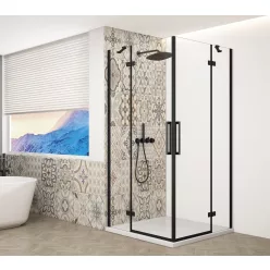   Zuhanykabin, Sapho Trinity Black szögletes zuhanykabin, átlátszó üveggel 100x100 GT2210-10C-B