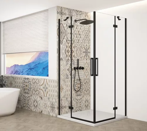 Zuhanykabin, Sapho Trinity Black szögletes zuhanykabin, átlátszó üveggel 100x100 GT2210-10C-B