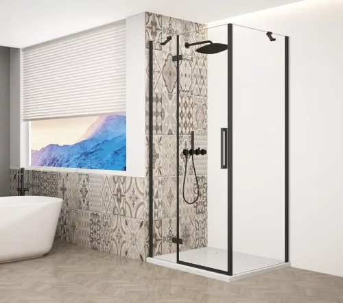 Zuhanykabin,Sapho Trinity Black szögletes zuhanykabin,átlátszó üveg,balos 80x100 GT5610-80CL-B