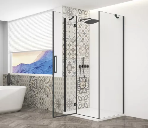 Zuhanykabin,Sapho Trinity Black szögletes zuhanykabin,átlátszó üveg,balos 80x90 GT5690-80CL-B