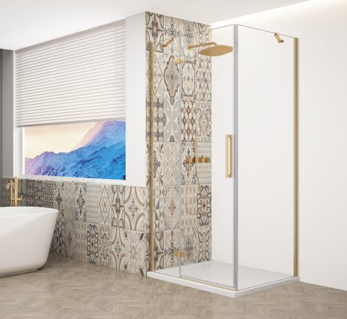 Zuhanykabin,Sapho Trinity Gold Matt szögletes zuhanykabin,átlátszó üveg,balos 90x90 GT5690-90CL-G