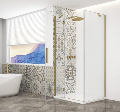 Zuhanykabin,Sapho Trinity Gold Matt szögletes zuhanykabin,átlátszó üveg,balos 90x90 GT5690-90CL-G