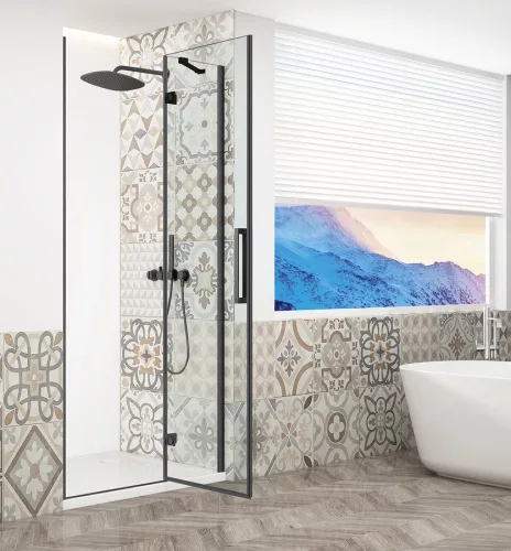 Zuhanyajtó, Sapho Trinity Black zuhanyajtó 110 cm, átlátszó üveg, jobbos GT1211CR-B
