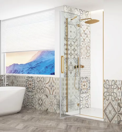 Zuhanyajtó, Sapho Trinity Gold zuhanyajtó 120 cm, átlátszó üveg, balos GT1212CL-G
