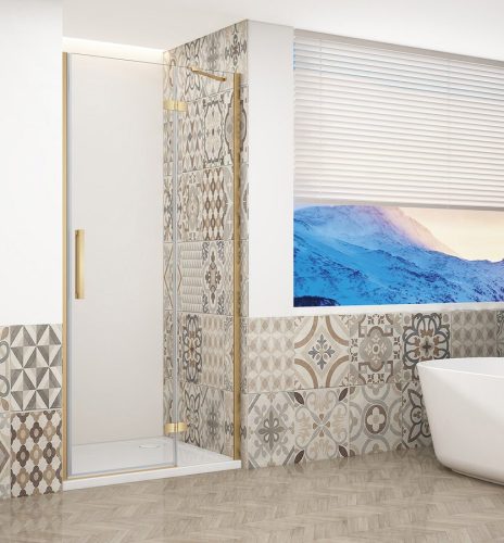 Zuhanyajtó, Sapho Trinity Gold zuhanyajtó 90 cm, átlátszó üveg, jobbos GT1290CR-G