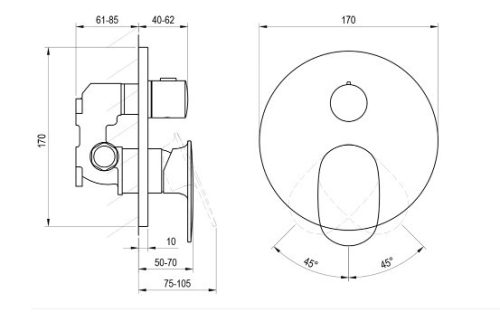 Falba süllyesztett csaptelep,Ravak SpringSG 065.00CR.O2.RB072,2utas,csaptelep test nélkül,X070533