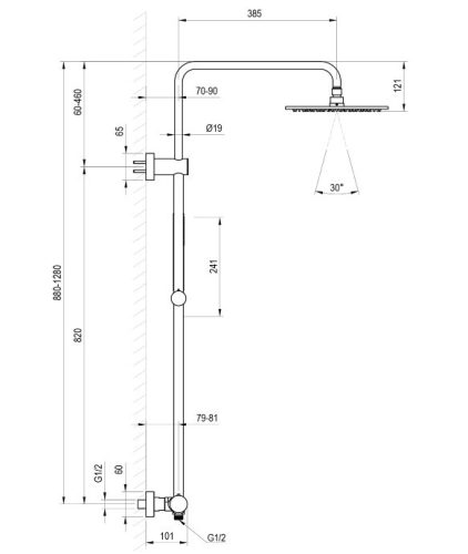 Zuhanyszett, Ravak Spring SG 091.10WHM termosztátos zuhanyoszlop, állítható,zuhanyszettel X070579