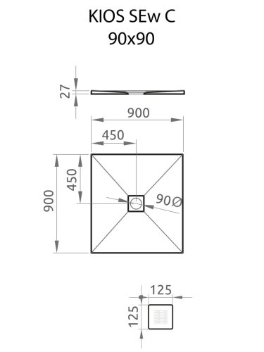 Zuhanytálca, Radaway Kios Sew C 90x90 KSC9090-53