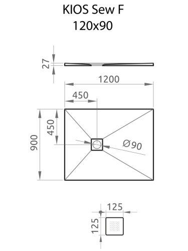 Zuhanytálca, Radaway Kios Sew F 120x90