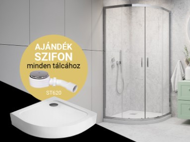 Zuhanykabin, H2O Comfort A íves zuhanykabin Nero A tálcával, króm 90x90