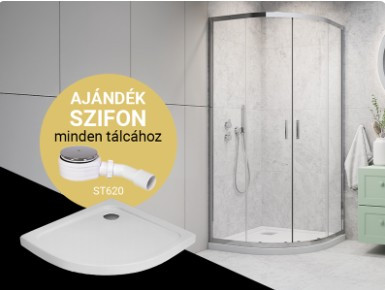Zuhanykabin, H2O Comfort A íves zuhanykabin Nero A Slim tálcával, króm 90x90