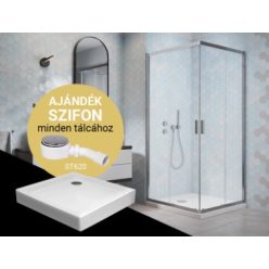   Zuhanykabin, H2O Comfort C szögletes zuhanykabin Nero C tálcával, króm 90x90