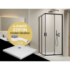   Zuhanykabin, H2O Comfort C szögletes zuhanykabin Nero C Slim tálcával, fekete 90x90